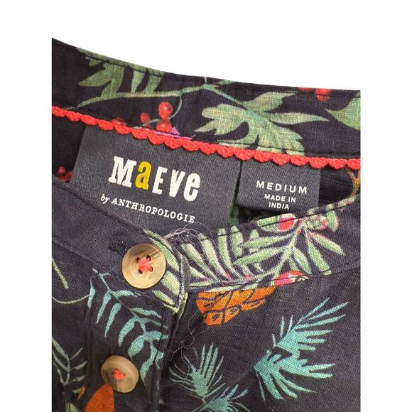 Maeve by Anthropologie Oversized Puff Sleeve Botanical Floral Blouse Top  Size M - Picture 3 of 7